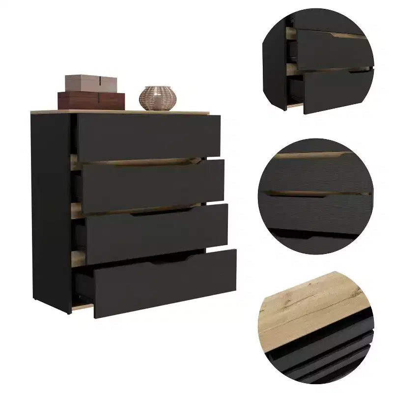 Cassettiera a 4 cassetti con ampi cassetti – Legno Composito Robusto, Organizzazione Versatile