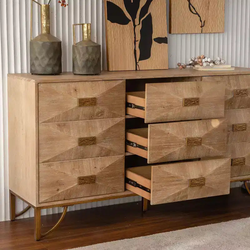 Comò e Cassettiera a 6 Cassetti in Legno Chiaro – Design Moderno con Cassetti a Scorrimento Fluido
