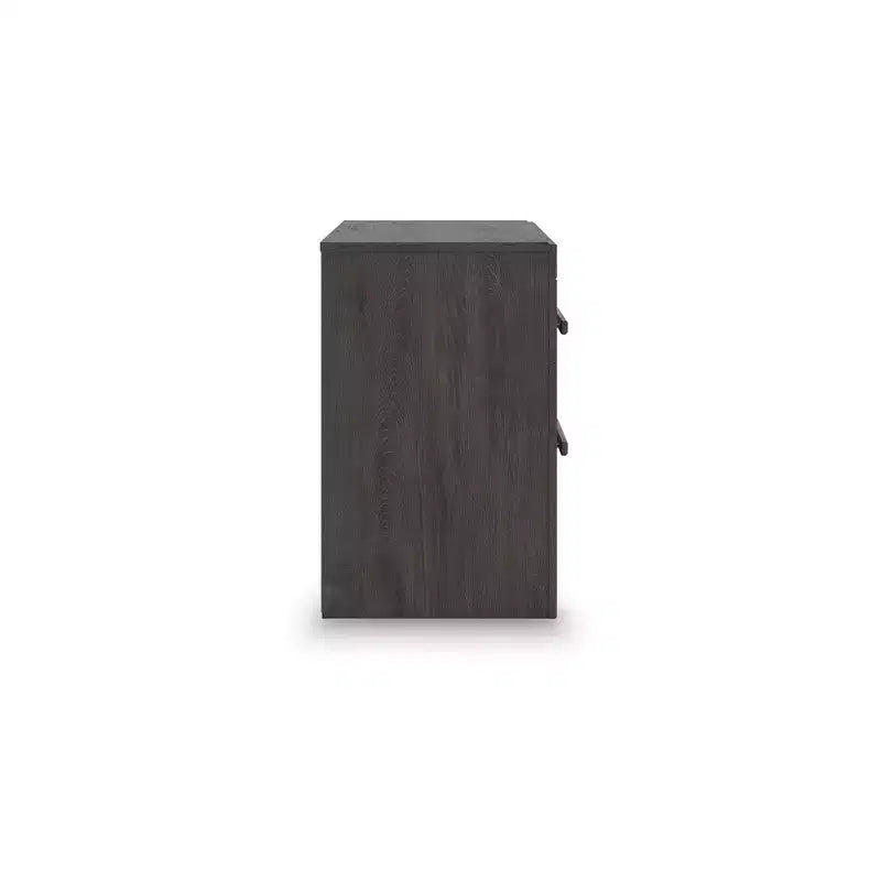 Comodino a 2 cassetti a scorrimento fluido – Carbone, Finitura venatura rovere scuro