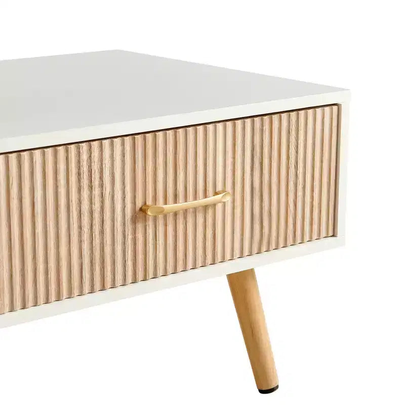 Tavolino da caffè rettangolare con cassetto scorrevole per riporre oggetti – Bianco, 104 cm