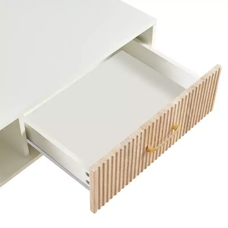 Tavolino da caffè rettangolare con cassetto scorrevole per riporre oggetti – Bianco, 104 cm