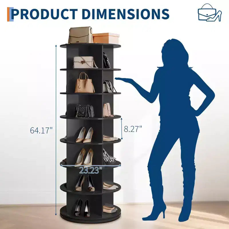Scarpiera Girevole a 7 Livelli – Organizzatore Autoportante Girevole a 360°, Contiene 42 Paia