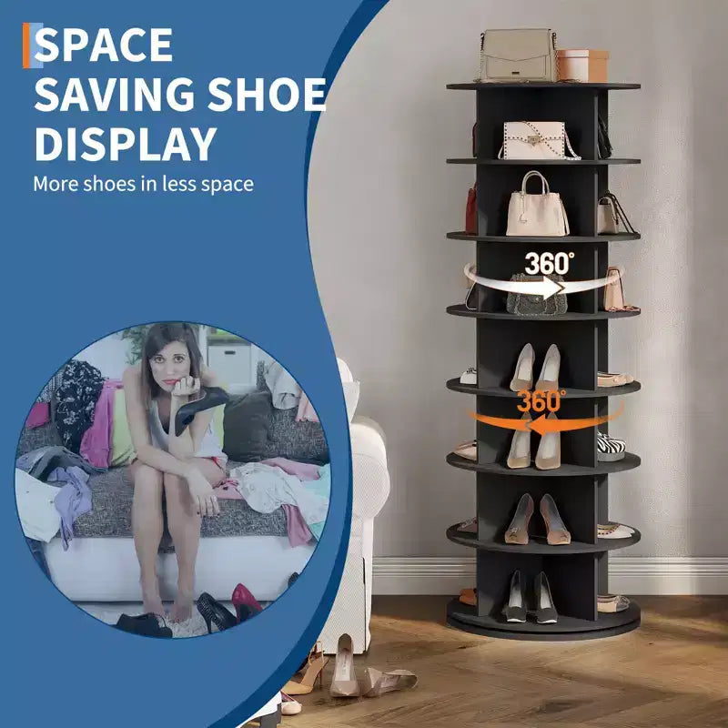Scarpiera Girevole a 7 Livelli – Organizzatore Autoportante Girevole a 360°, Contiene 42 Paia