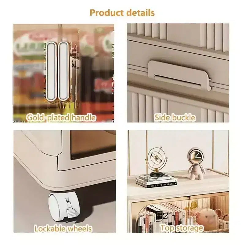 Contenitori portaoggetti pieghevoli a 3/4/5 livelli, armadietto portaoggetti pieghevole con porta magnetica e ruote bloccabili, contenitori portaoggetti impilabili