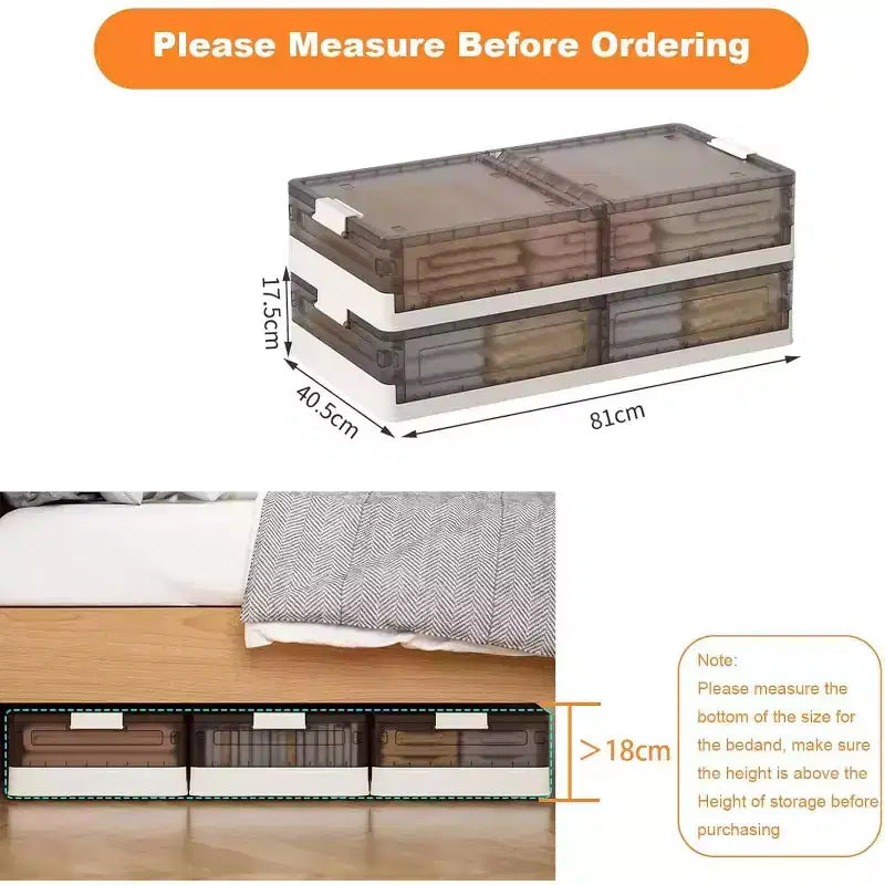 Contenitori portaoggetti sottoletto con ruote – Set da 2 contenitori impilabili con coperchio