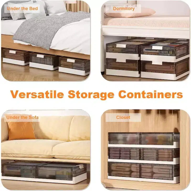 Contenitori portaoggetti sottoletto con ruote – Set da 2 contenitori impilabili con coperchio