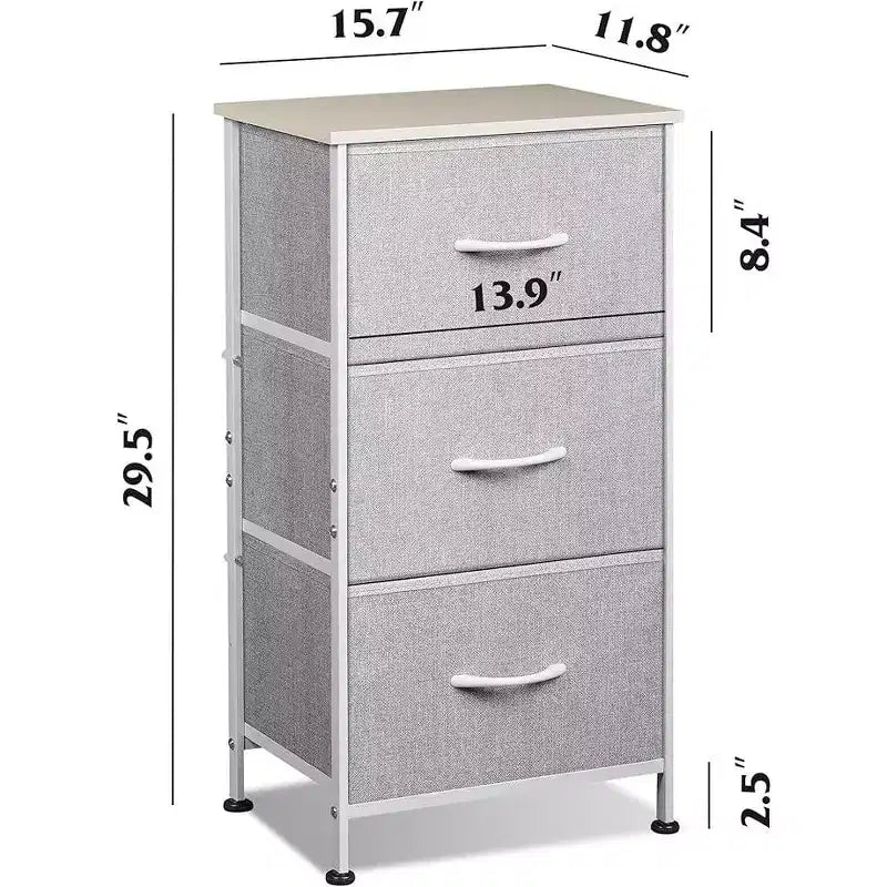 Comodino con 3 cassetti in tessuto – Organizzatore di archiviazione per camera da letto, corridoio e ingresso