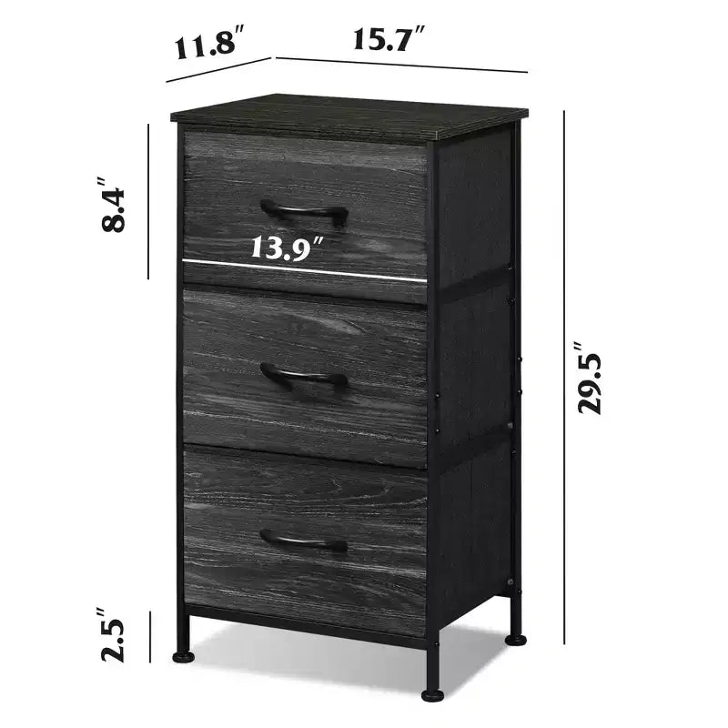 Comodino con 3 cassetti in tessuto – Organizzatore di archiviazione per camera da letto, corridoio e ingresso