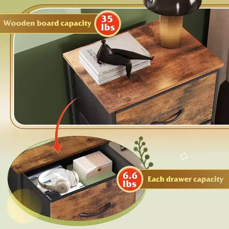 Comodino con 3 cassetti in tessuto – Organizzatore di archiviazione per camera da letto, corridoio e ingresso