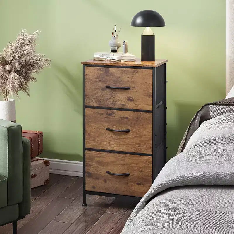 Comodino con 3 cassetti in tessuto – Organizzatore di archiviazione per camera da letto, corridoio e ingresso