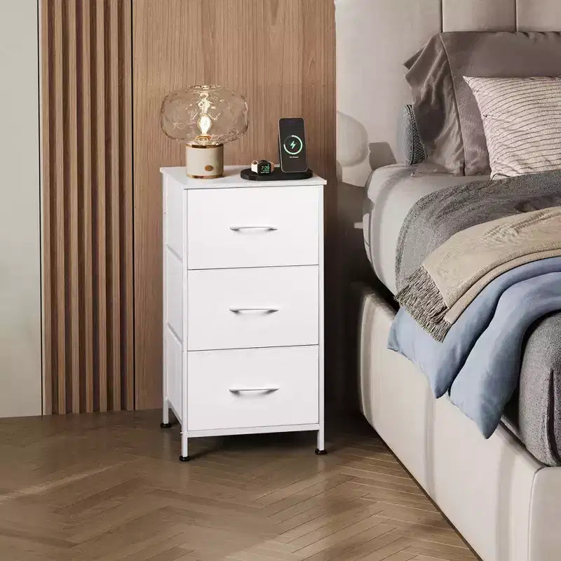 Comodino con 3 cassetti in tessuto – Organizzatore di archiviazione per camera da letto, corridoio e ingresso