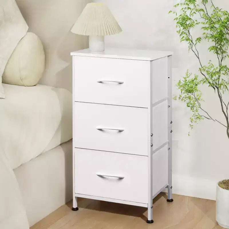 Comodino con 3 cassetti in tessuto – Organizzatore di archiviazione per camera da letto, corridoio e ingresso
