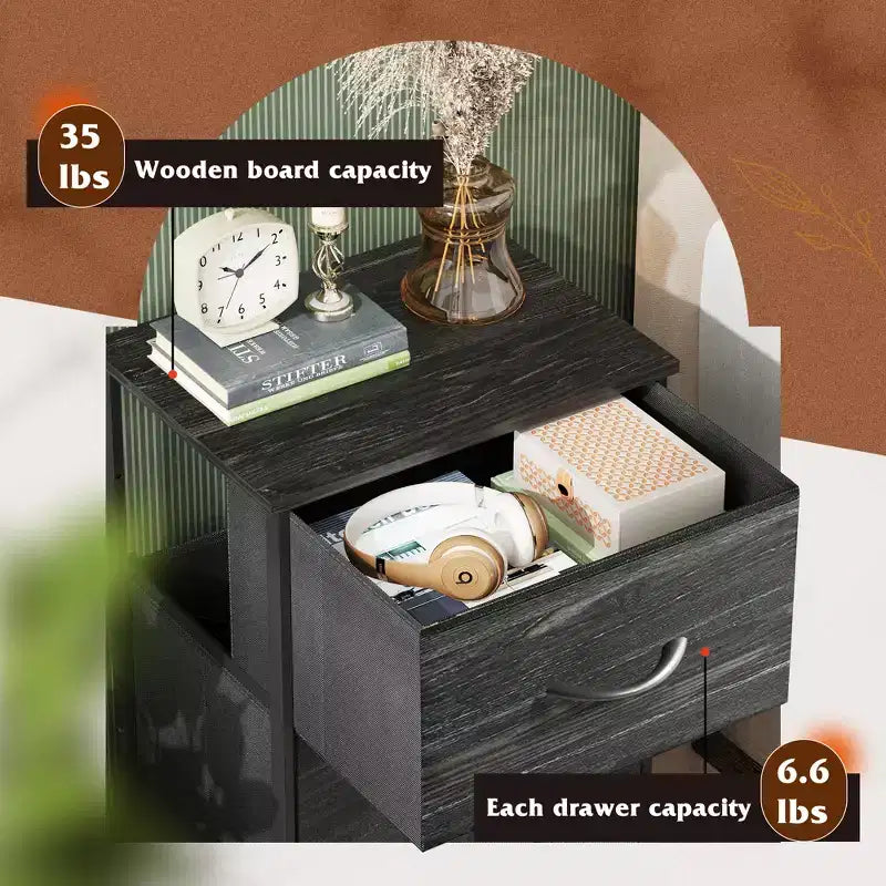 Comodino con 3 cassetti in tessuto – Organizzatore di archiviazione per camera da letto, corridoio e ingresso