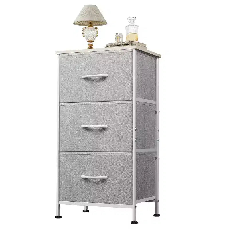 Comodino con 3 cassetti in tessuto – Organizzatore di archiviazione per camera da letto, corridoio e ingresso