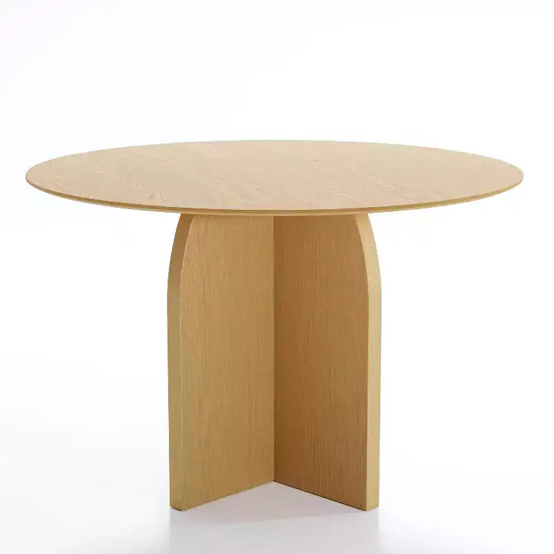 Tavolo da pranzo rotondo da 45" in legno massello – Finitura naturale, gambe a piedistallo ad arco, 4 posti a sedere