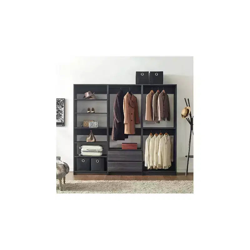 Sistema armadio modulare walk-in autoportante in legno – 210 cm di altezza, grigio o rovere
