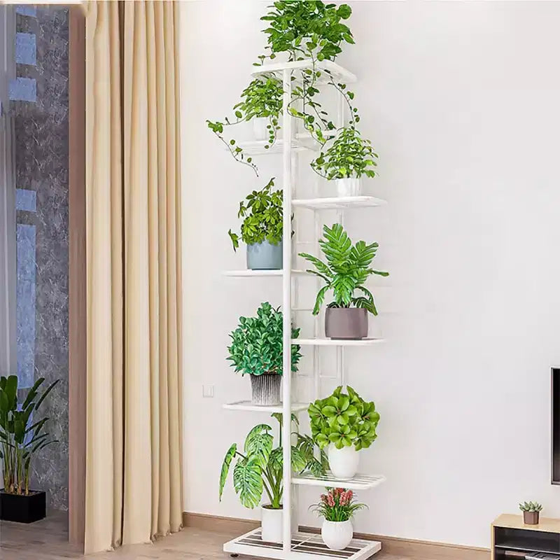 Fioriera verticale a 8 ripiani, supporto per piante a più livelli, scaffale in metallo per patio, giardini, camera da letto, soggiorno ad angolo, balcone