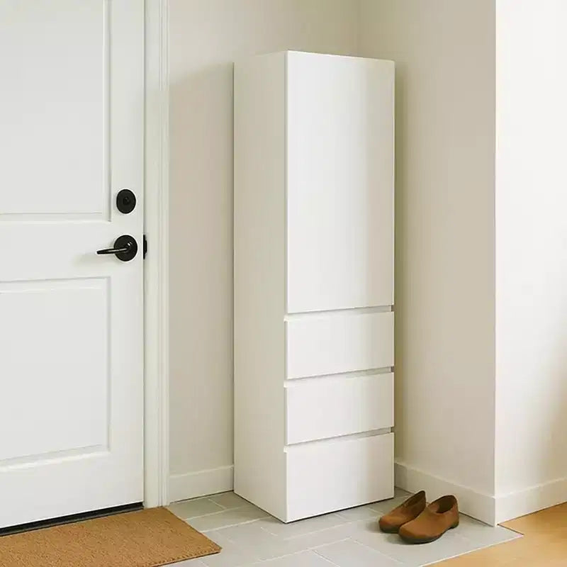 Armadio Modulare Sottile in Legno con Cassetti – Bianco, Alto 180 cm