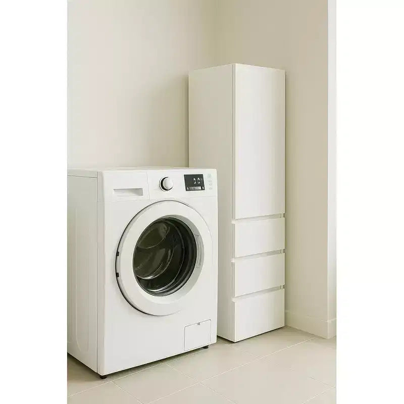 Armadio Modulare Sottile in Legno con Cassetti – Bianco, Alto 180 cm