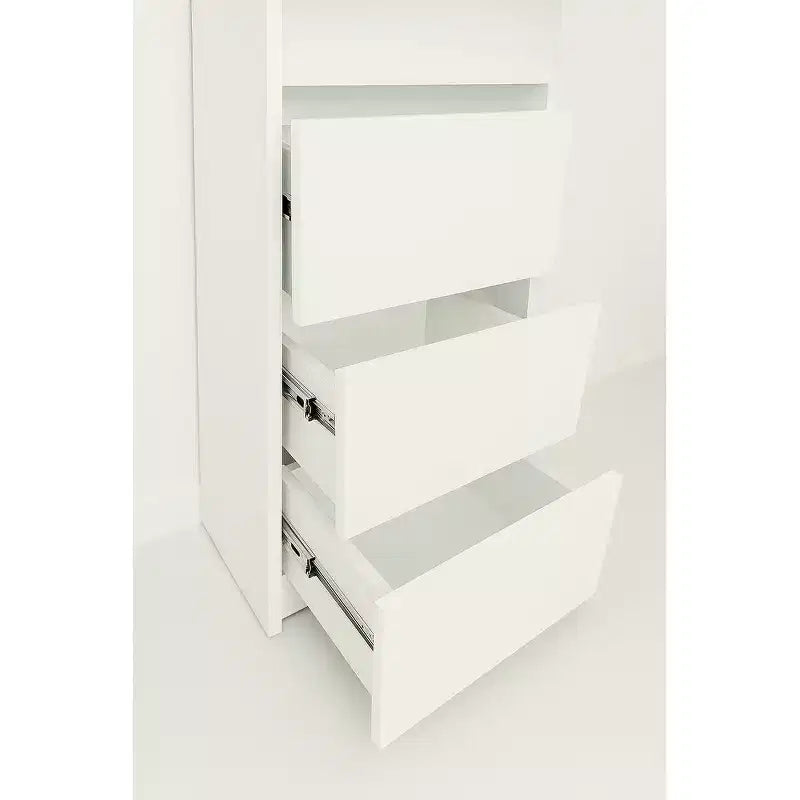 Armadio Modulare Sottile in Legno con Cassetti – Bianco, Alto 180 cm