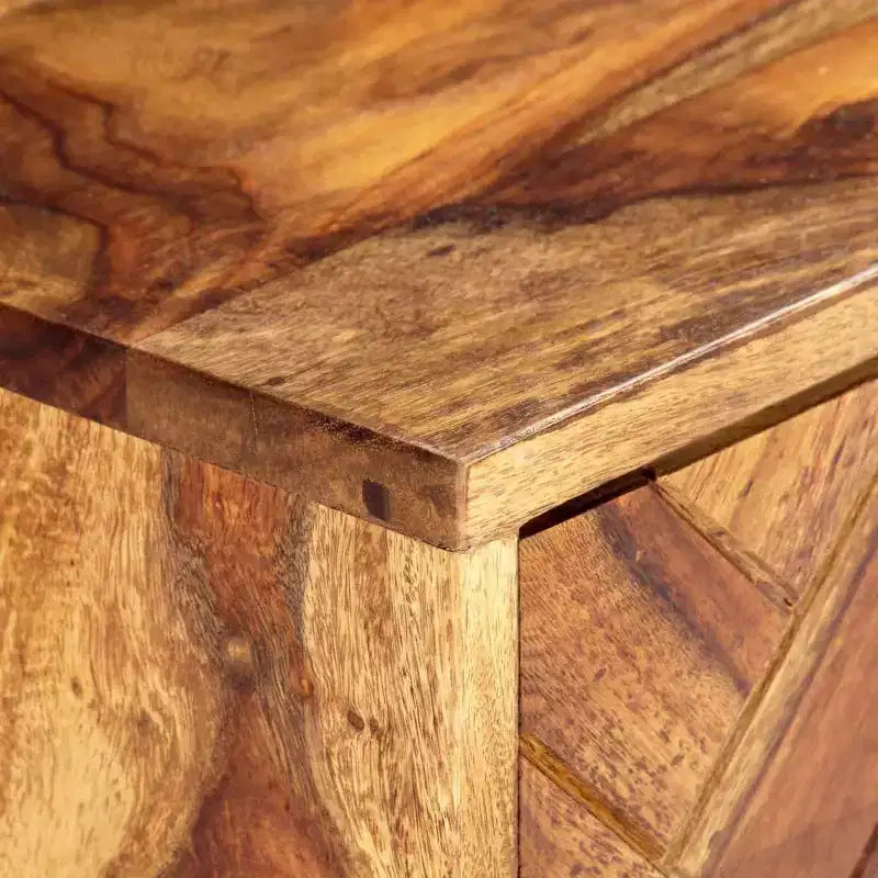 Mobile TV in legno massello di Sheesham – Marrone con gambe in ottone, Mid-Century Modern