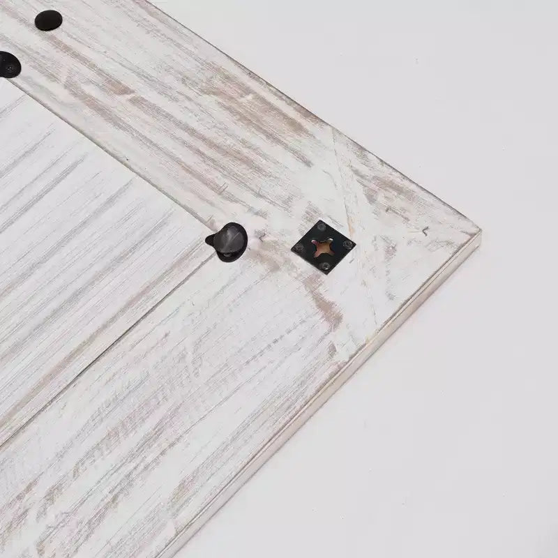 Specchio a figura intera rettangolare intagliato a mano in legno massello retrò da 72" – Bianco anticato