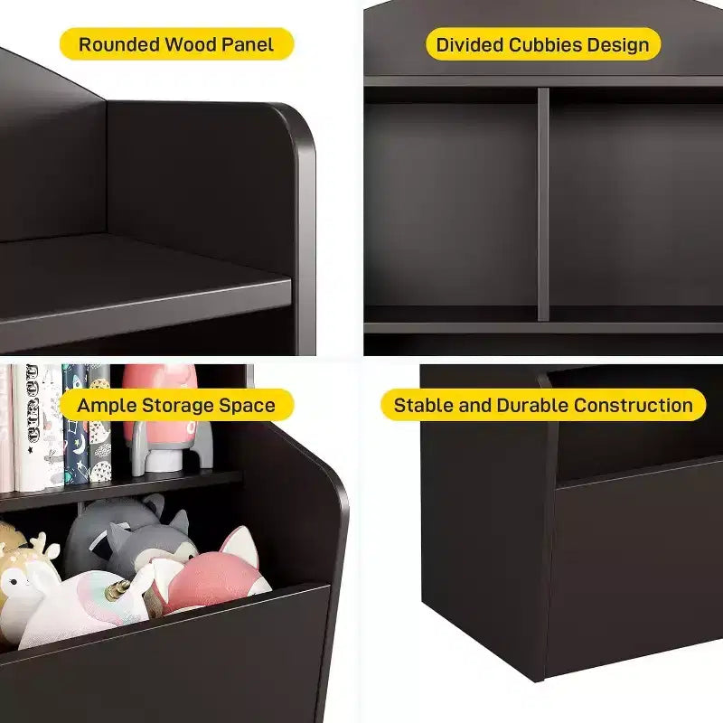 Organizzatore portagiochi a 3 ripiani per bambini – Libreria con 5 scomparti, Marrone