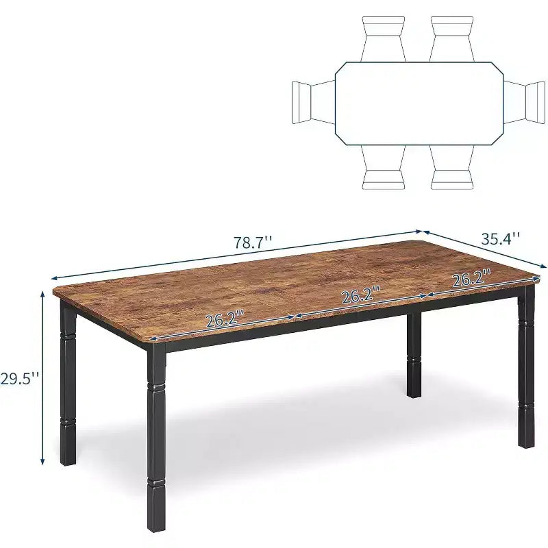 Tavolo da pranzo da fattoria da 78,7" per 6-8 persone - Tavolo da cucina industriale con struttura in metallo e angoli smussati, per sala da pranzo, piccoli spazi