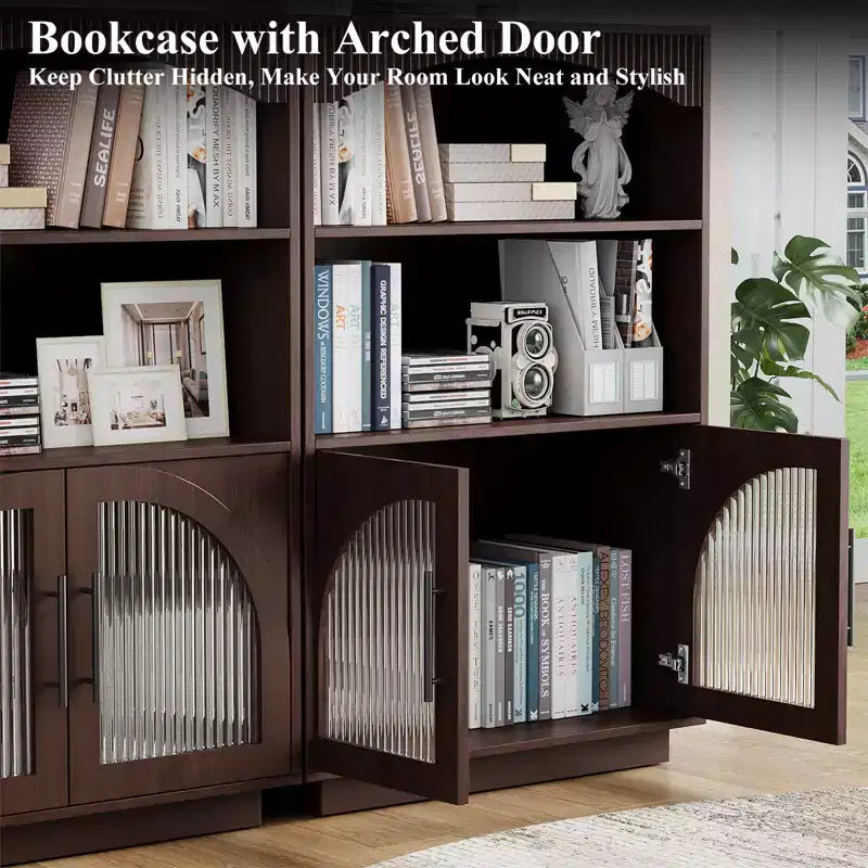 Libreria a 3 ripiani da 46" con ante in vetro – Libreria piccola nera