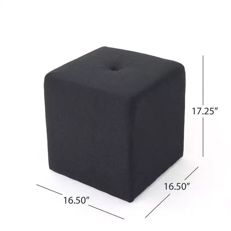 Pouf quadrato trapuntato contemporaneo – Rivestimento in tessuto, nessun montaggio richiesto